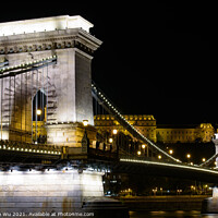 Buy canvas prints of Night view of Széchenyi Chain Bridge across the River Danube connecting Buda and Pest, Budapest, Hungary by Chun Ju Wu