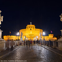 Buy canvas prints of Night view of Castel Sant'Angelo and Ponte Sant'Angelo in Rome, Italy by Chun Ju Wu