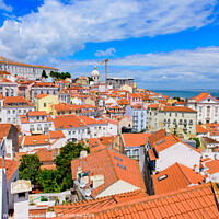 Buy canvas prints of View of the city & Tagus River from Miradouro de Santa Luzia, an observation deck in Lisbon, Portugal by Chun Ju Wu