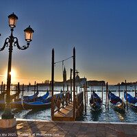 Buy canvas prints of Church of San Giorgio Maggiore with gondolas at sunrise time, Venice, Italy by Chun Ju Wu