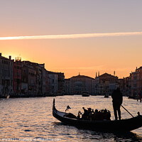 Buy canvas prints of Silhouette of gondola on the Grand Canal at sunrise / sunset time, Venice, Italy by Chun Ju Wu