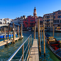 Buy canvas prints of View of the Grand Canal, Rialto Bridge, and gondol by Chun Ju Wu