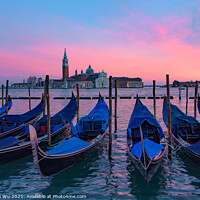Buy canvas prints of Church of San Giorgio Maggiore with gondolas at sunset time, Venice, Italy by Chun Ju Wu