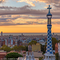 Buy canvas prints of Park Guell at sunrise time in Barcelona, Spain by Chun Ju Wu