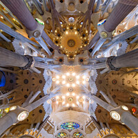 Buy canvas prints of The ceiling of interior of Sagrada Familia (Church of the Holy Family), the cathedral designed by Gaudi in Barcelona, Spain by Chun Ju Wu
