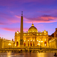 Buy canvas prints of Sunset view of St. Peter's Basilica in Vatican City, the largest church in the world by Chun Ju Wu