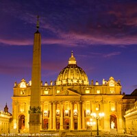 Buy canvas prints of Sunset view of St. Peter's Basilica in Vatican City, the largest church in the world by Chun Ju Wu