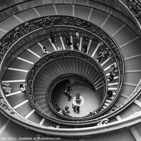 Buy canvas prints of Bramante spiral stairs of the Vatican Museums in Vatican City (black & white) by Chun Ju Wu