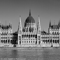 Buy canvas prints of Hungarian Parliament Building on the banks of the Danube, Budape (black & white) by Chun Ju Wu