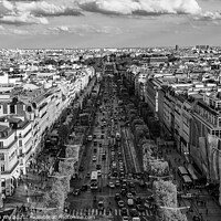 Buy canvas prints of View of Avenue des Champs-Élysées in Paris, France (black & white) by Chun Ju Wu