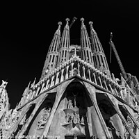 Buy canvas prints of Passion Façade of Sagrada Familia, the cathedral designed by Gaudi in Barcelona, Spain (black & white) by Chun Ju Wu