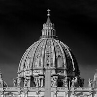 Buy canvas prints of The dome of St. Peter's Basilica in Vatican City (black & white) by Chun Ju Wu