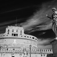 Buy canvas prints of Castel Sant'Angelo, a museum in Rome, Italy (black & white) by Chun Ju Wu