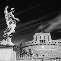 Buy canvas prints of Castel Sant'Angelo, a museum in Rome, Italy (black & white) by Chun Ju Wu
