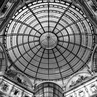 Buy canvas prints of Glass dome of Galleria Vittorio Emanuele II in Milan (black & white) by Chun Ju Wu