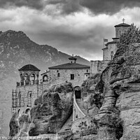 Buy canvas prints of Landscape of monastery in Meteora (black & white) by Chun Ju Wu