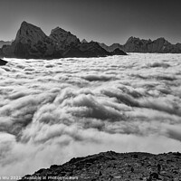 Buy canvas prints of Sea of clouds and snow mountains in Nepal (black & white) by Chun Ju Wu