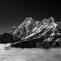 Buy canvas prints of Snow mountains of Himalayas above clouds in Nepal (black & white) by Chun Ju Wu