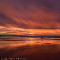 Buy canvas prints of Muriwai Beach at sunset time with colorful clouds, New Zealand by Chun Ju Wu