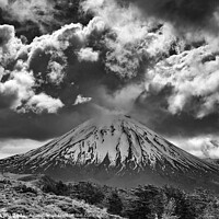 Buy canvas prints of Mount Ngauruhoe (Mount Doom), an volcano at Tongariro in New Zealand (black and white) by Chun Ju Wu
