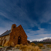 Buy canvas prints of Church of the Good Shepherd at night in Lake Tekapo, South Island, New Zealand by Chun Ju Wu