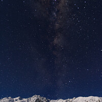 Buy canvas prints of Galaxy and the snow mountains in Mt Cook National Park, New Zealand by Chun Ju Wu