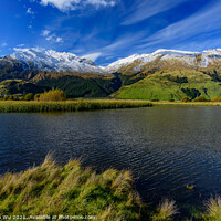 Buy canvas prints of Lake with snow mountains in South Island, New Zealand by Chun Ju Wu