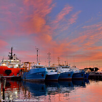 Buy canvas prints of Sunset view of Fremantle with boats and reflection on water, WA, Australia by Chun Ju Wu