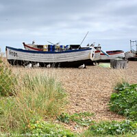 Buy canvas prints of Fishing Boats Aldeburgh Beach by ROBERT HUTT