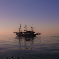 Buy canvas prints of Ship on calm sea in Thessaloniki, Greece. by Nic Croad
