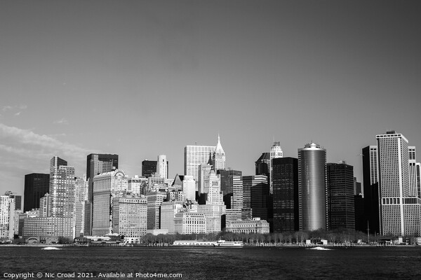 Manhattan Skyline in Monochrome Picture Board by Nic Croad