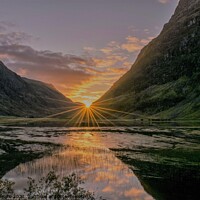 Buy canvas prints of Sunrise at loch Achtriochtan Glencoe by frances waite
