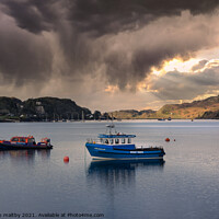 Buy canvas prints of Boats on Oban harbour Scotland by christian maltby