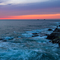 Buy canvas prints of Fishing at last light, Treyarnon By, Cornwall by Frank Farrell