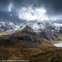 Buy canvas prints of Llyn Idwal and the Glyders winter, by John Henderson