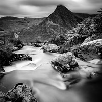 Buy canvas prints of Brooding Tryfan in black and white by John Henderson
