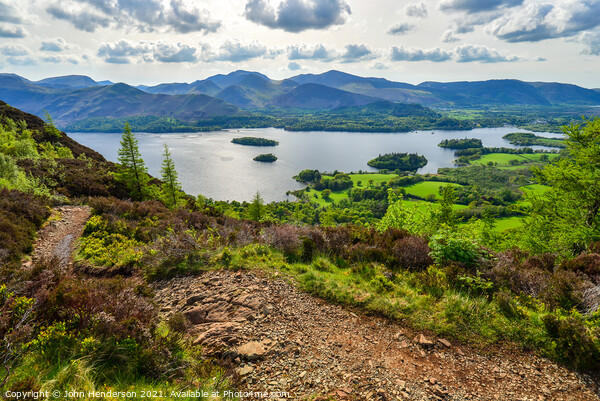 Derwentwater from the path on Walla crag  Picture Board by John Henderson
