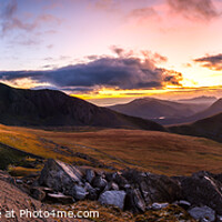 Buy canvas prints of Snowdon sunset panorama by John Henderson
