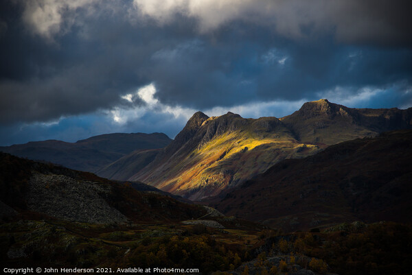 Langdale pikes in. Autumn. Picture Board by John Henderson