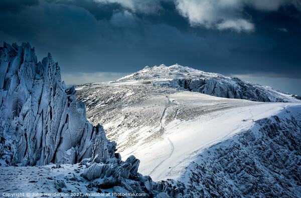 Glyder Fawr in winter. Snowdonia. Picture Board by John Henderson