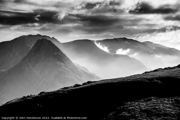Tryfan Black and white Picture Board by John Henderson