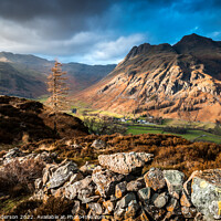Buy canvas prints of Langdale valley on a snowless February day. by John Henderson