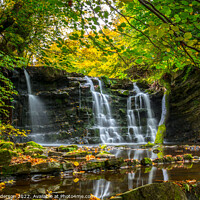 Buy canvas prints of Woodland waterfall  by John Henderson