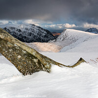 Buy canvas prints of Snowdonia winter mountains by John Henderson