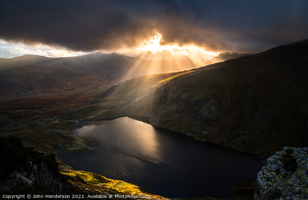  Snowdonia mountain light. Picture Board by John Henderson