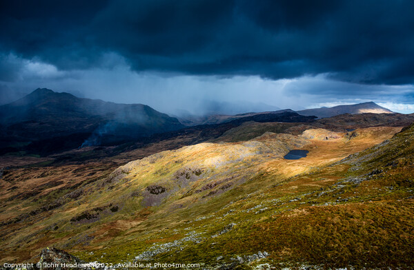  Snowdonia Mountains in Stormy Weather Picture Board by John Henderson