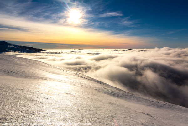 Snowdonia inversion winter walk Picture Board by John Henderson