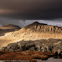 Buy canvas prints of Approaching weather on Bowfell  by John Henderson