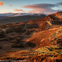 Buy canvas prints of Snowdonia Autumn sunset from Crimpiau. by John Henderson