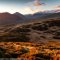 Buy canvas prints of Snowdonia Autumn sunset Ogwen valley by John Henderson